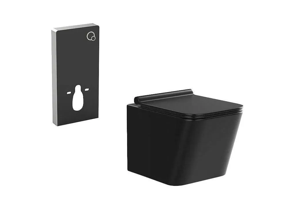 Best Hangtoilet Pakket In Mat Zwart Met Decoratieve Inbouwreservoir - Clemona Hangend Toilet