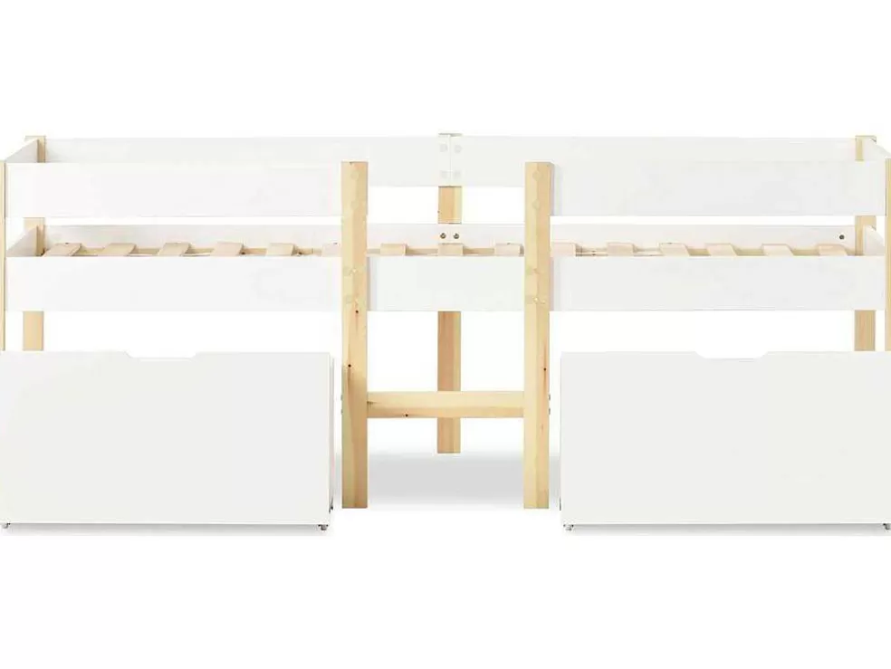 Cheap Hochbett Aus Massivem Kiefernholz Mit Schubladen 90 X 200 Cm Weis Kinderbed