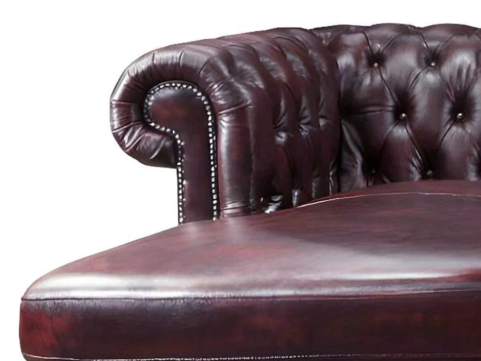 Cheap Hoekbank Van 100% Buffelleer Chesterfield Brenton - Kersenrood - Hoek Rechts Chesterfield Zitbank