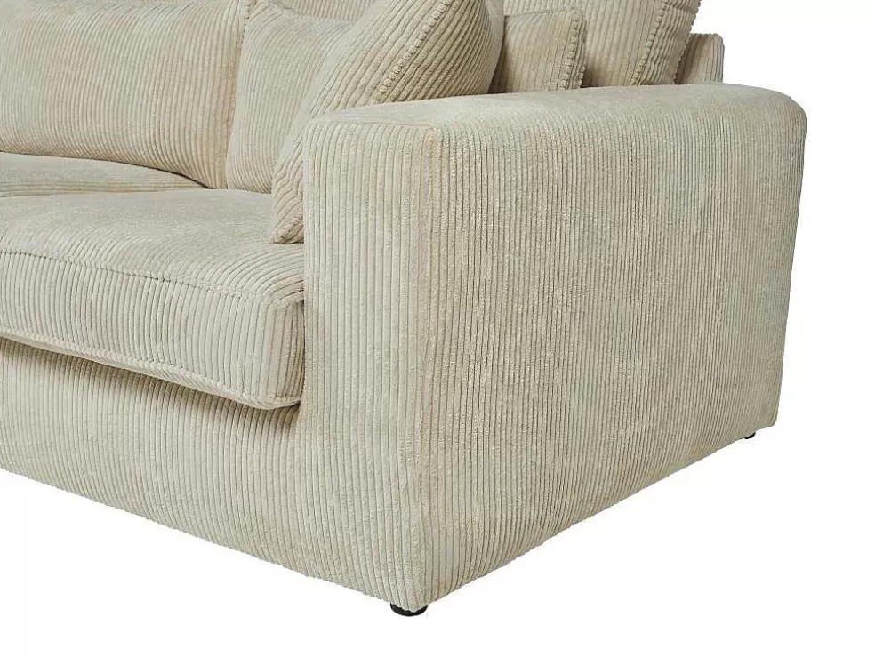 Best Sale Hoekbank Van Ribfluweel Mondovi - Beige - Hoek Links Charmant