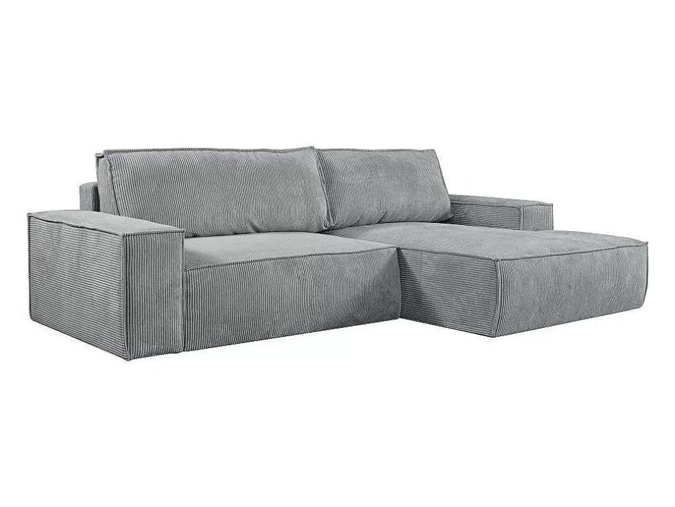 Shop Hoekslaapbank Amelia Van Pascal Morabito - Ribfluweel - Lichtgrijs - Hoek Rechts Hoekbank