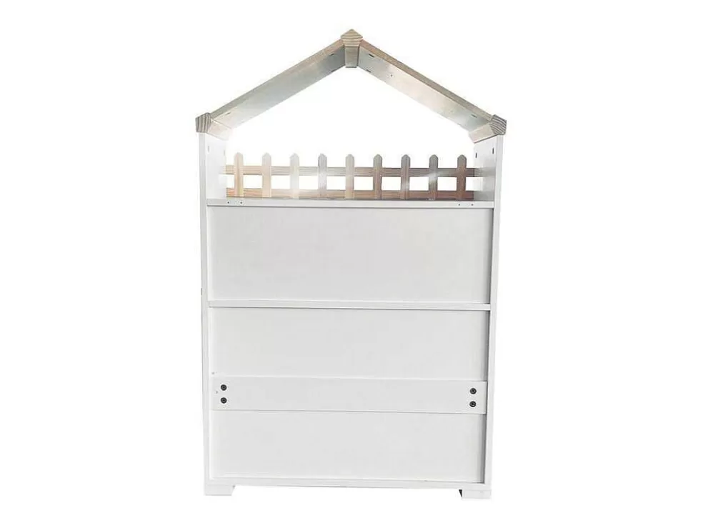 Best Hoog Dressoir - 2 Vakken En 2 Vlindervormige Deuren - Wit & Naturel Buffetkast