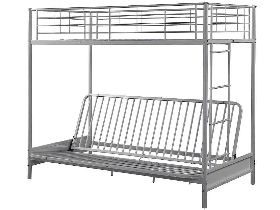 Cheap Hoogslaper 90 X 190 Cm - Met Uitklapbare Bank - Metaal - Zilver + Zwart Futon - Modulo V Kinderbed Hoogslaper