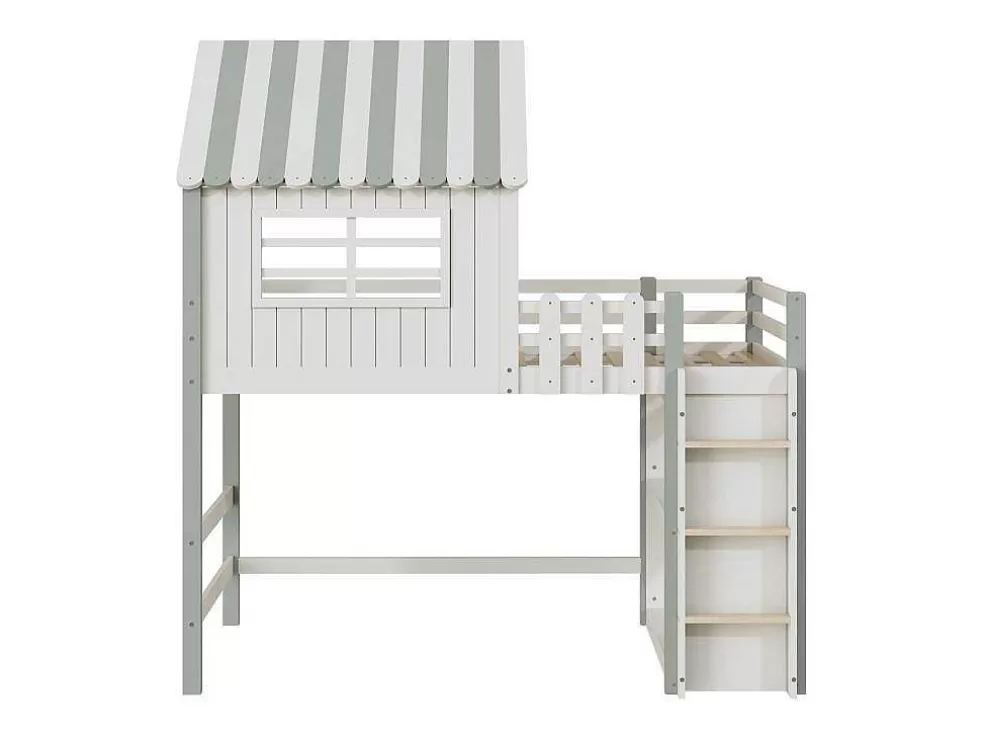 Cheap Hoogslaper 90 X 200 Cm - Cabinebed Met Ladder - Opbergplank - Massief Hout - Groen Kinderbed Hoogslaper