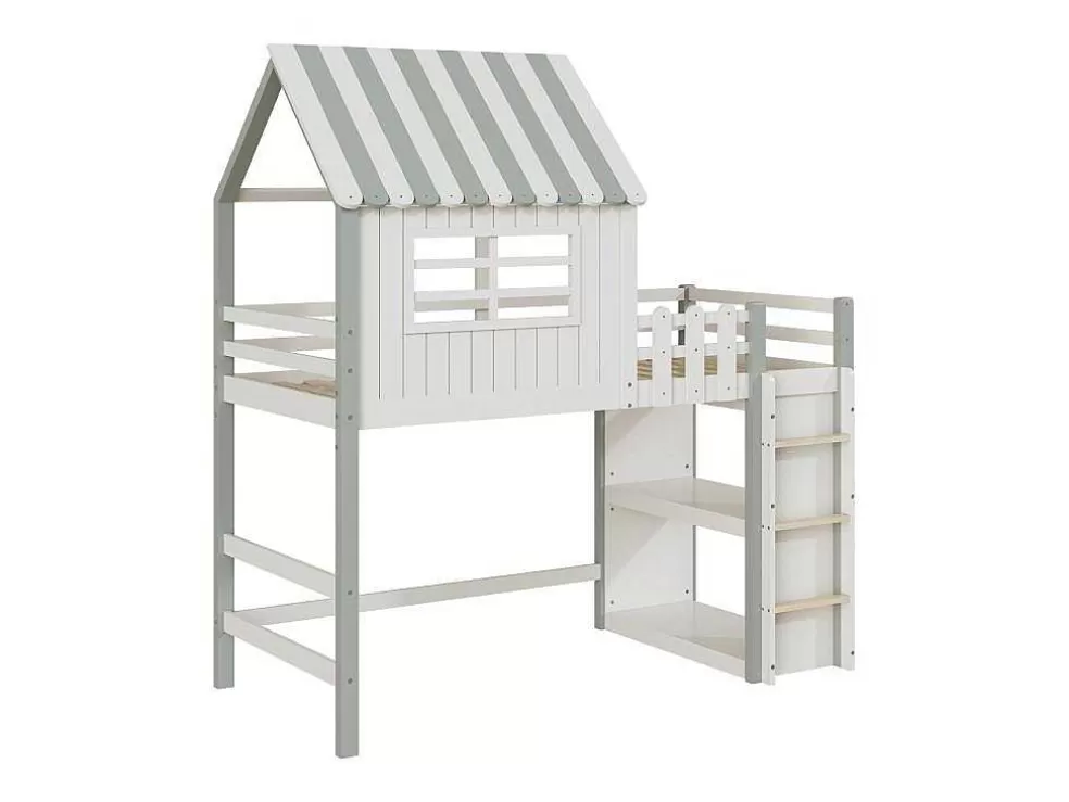 Cheap Hoogslaper 90 X 200 Cm - Cabinebed Met Ladder - Opbergplank - Massief Hout - Groen Kinderbed Hoogslaper