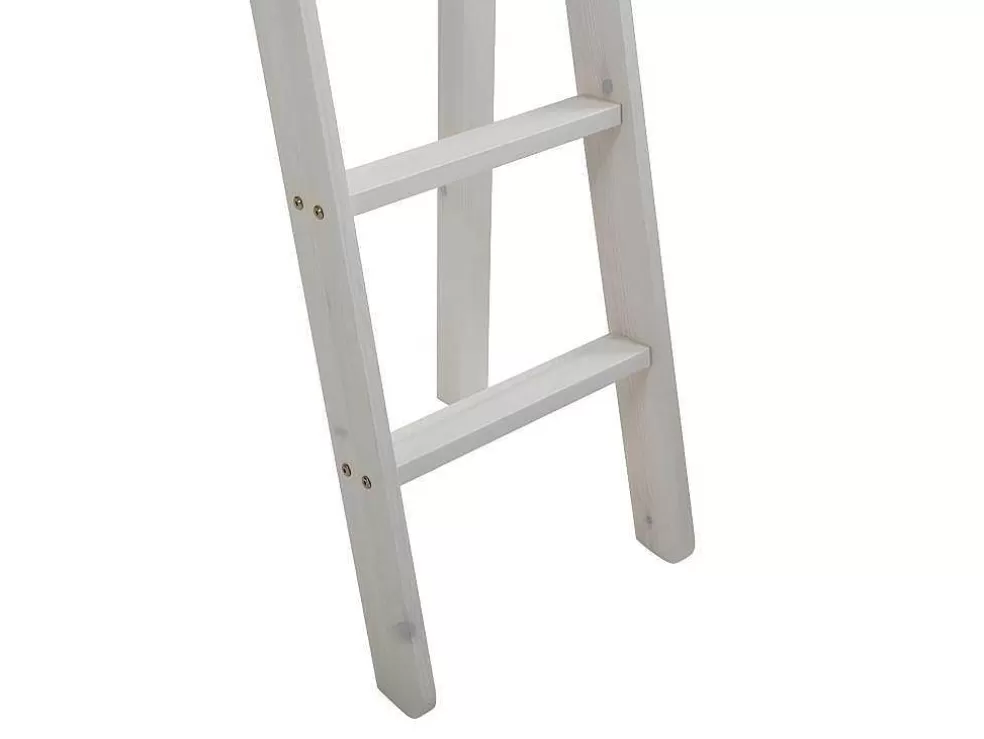 Store Hoogslaper Gedeon Ii - 90 X 190 Cm - Met Bureau - Massief Grenen - Gebleekt + Matras Kinderbed Hoogslaper