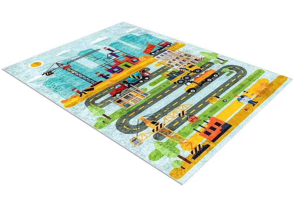 Flash Sale Junior 52105.801 Tapijt Wasbaar Bouwplaats Dieren Voor Kinderen Antisl 160X220 Cm Kindervloerkleed