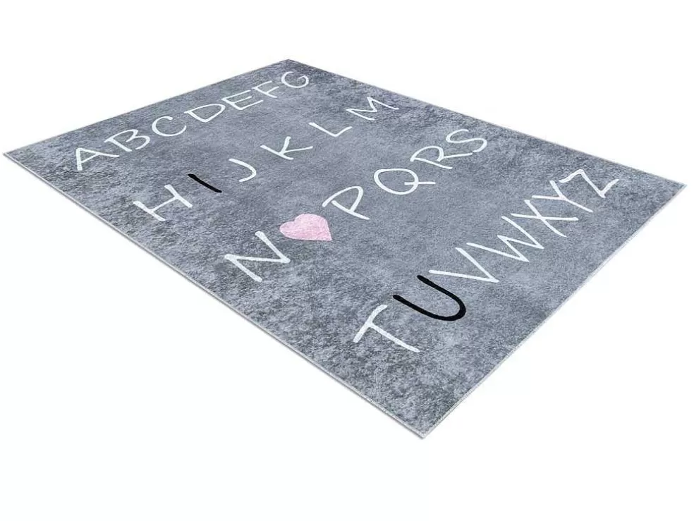 Cheap Junior 52106.801 Tapijt Wasbaar Alfabet Voor Kinderen Antislip - Grijs 120X170 Cm Kindervloerkleed
