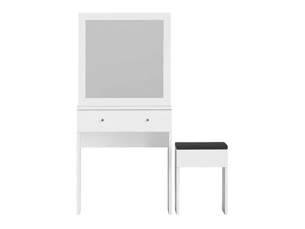 Cheap Kaptafel Met Spiegel En Kruk - 1 Lade - Wit - Abonia Kaptafels