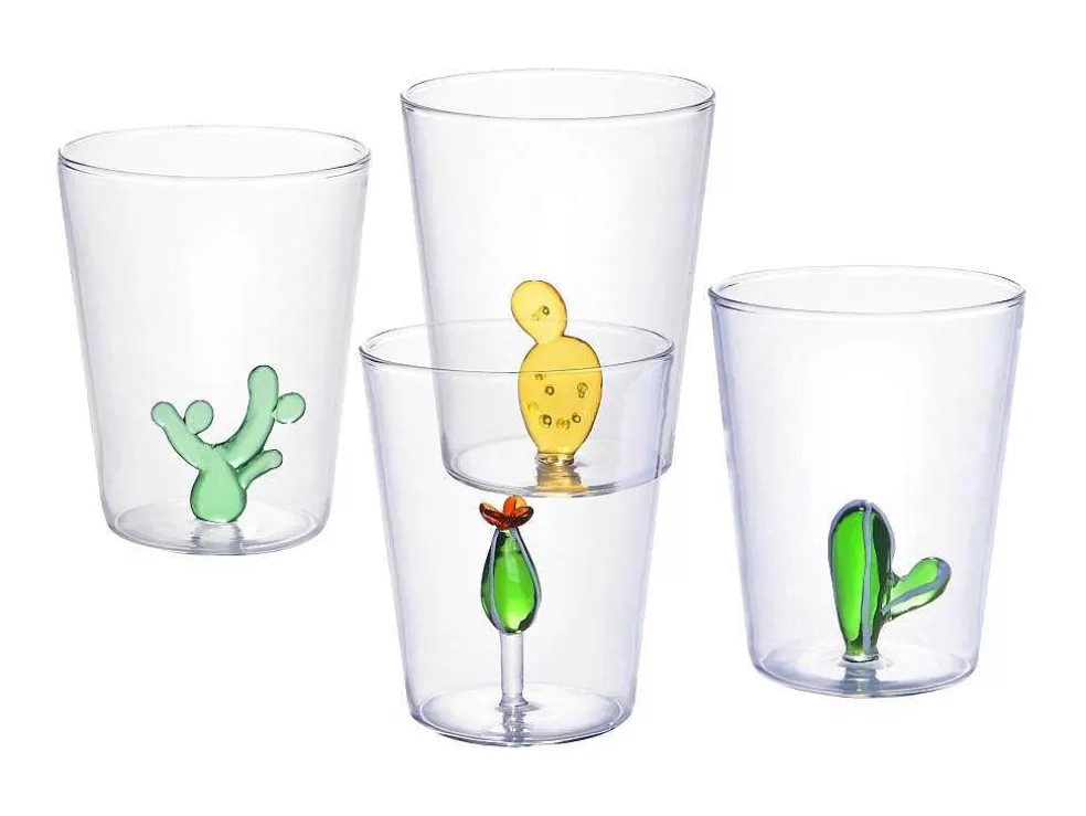 Hot Karaf + Set Van 4 Glazen Met Cactus - Puntia Tafelservies