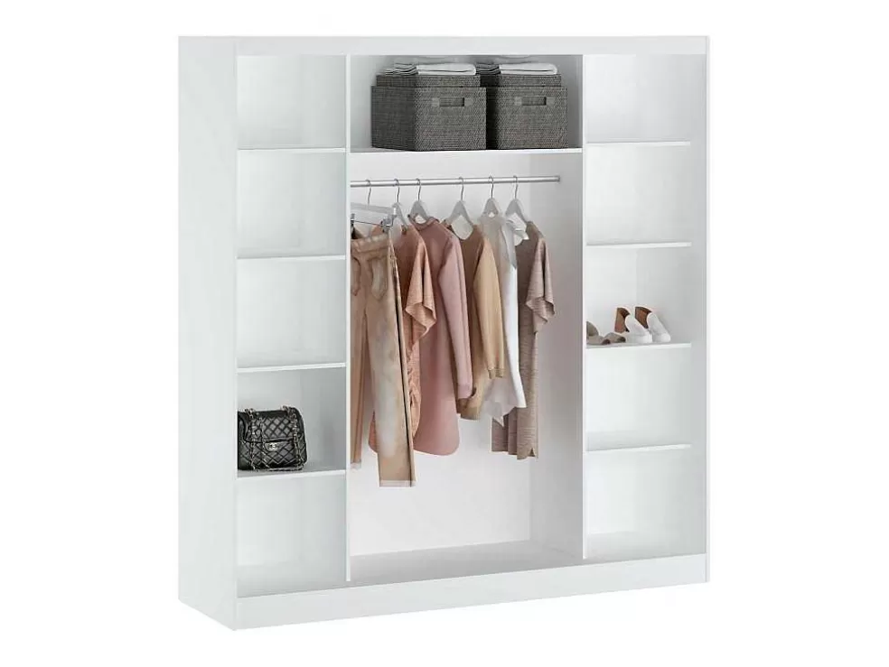Best Kast Met 2 Schuifdeuren - Met Spiegel - L200 Cm - Wit - Ochira Kledingkast