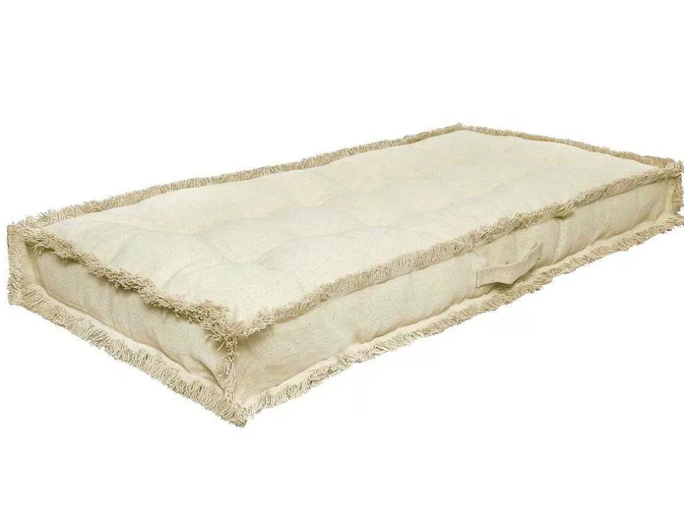 Fashion Katoenen Paletkussen Met Franjes - L. 120 X B. 60 Cm - Beige - Honduras Tuindecoratie