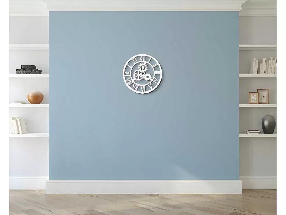 Best Sale Klok Vintage 4, Wit, Zwart, 50X0,16X50 Cm, Wandklok