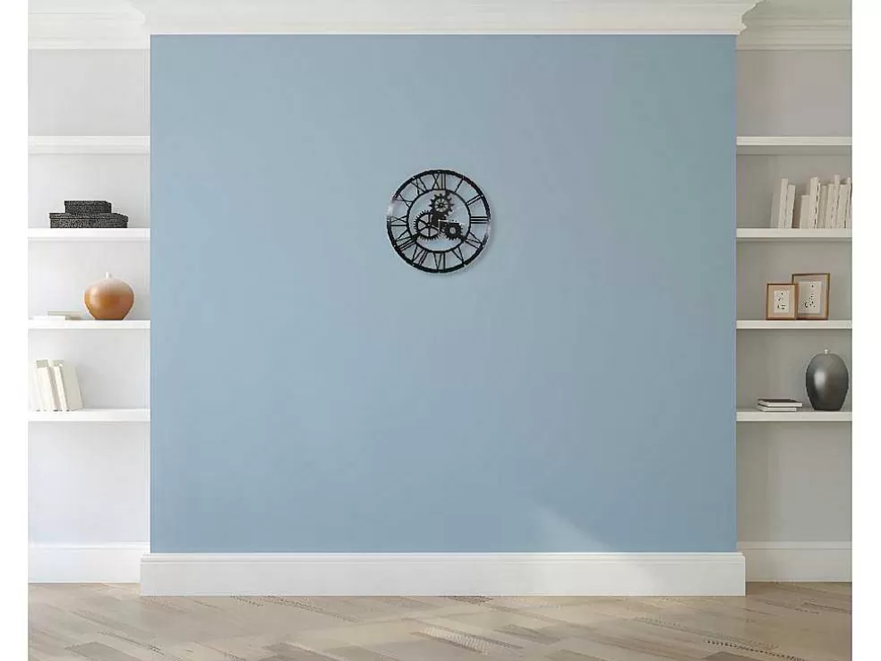 Store Klok Vintage, Zwart, Zilver, 50X0,16X50 Cm, Wandklok