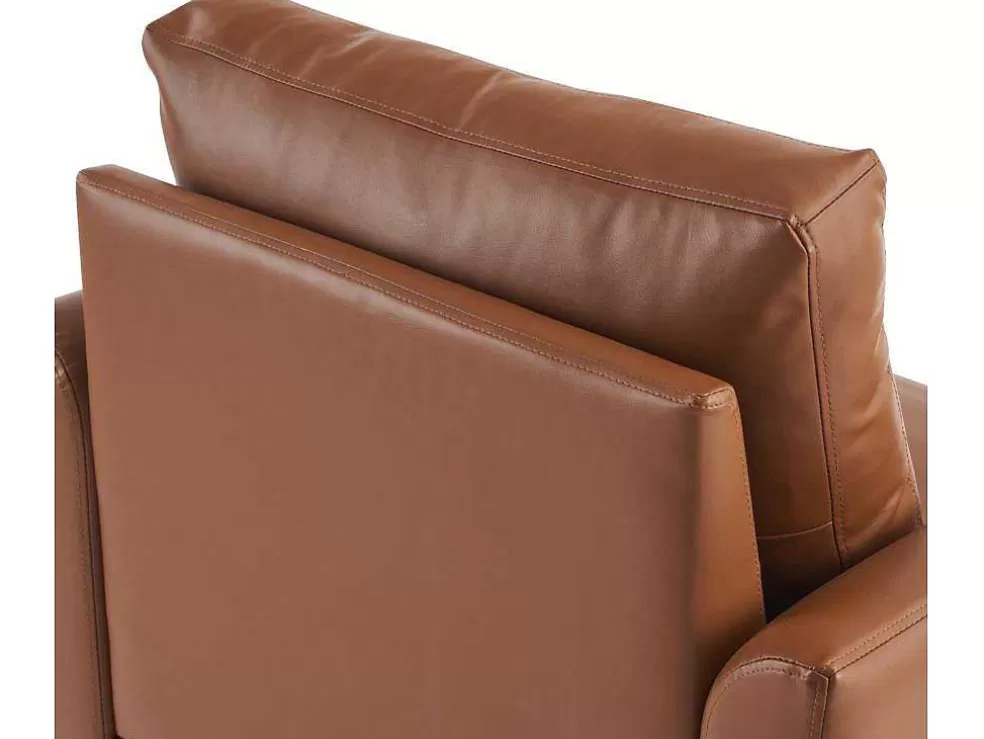 Shop Kunstleren Chesterfield Fauteuil Met Dik Kussen - Goud Metalen Poten - Bruin Fauteuil Leer