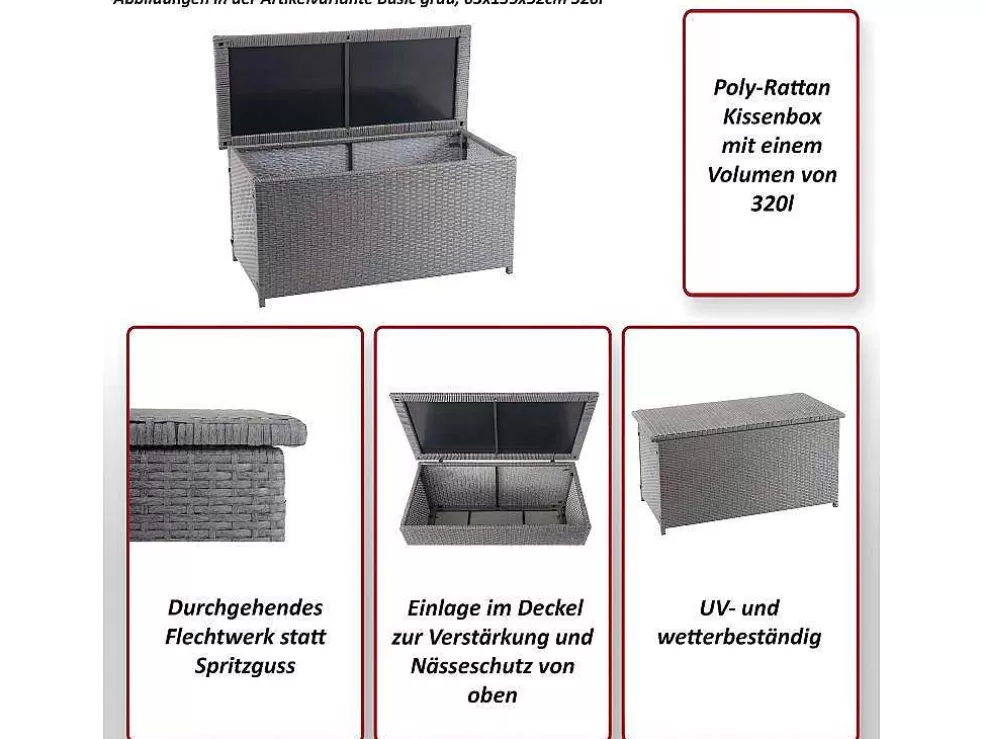 Best Sale Kussenbox Van Polyrattan Mcw-D88 Iii, Premium Zwart, 51X115X59Cm 250L Tuinopslag