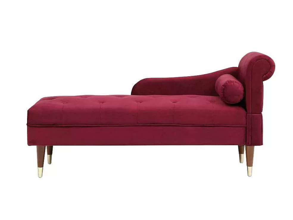 Best Linkse Chaise Longue Van Bordeaux-Rood Velours Umari Chaise Longue