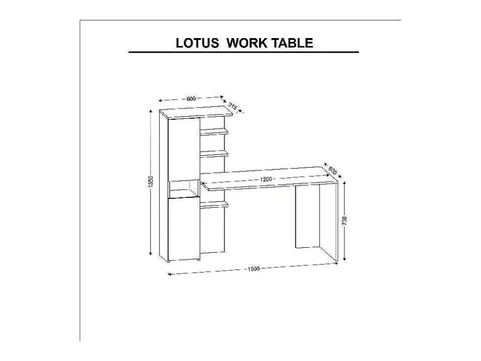 Clearance Lotus Bureau, Wit, 150X60X135 Cm, Bureaumeubel