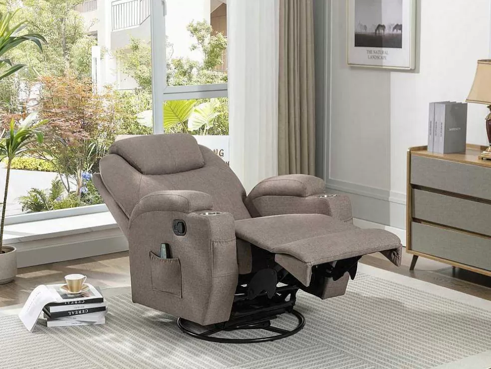 Hot Massagefauteuil Silvano In Stof - Taupe Fauteuil Stof