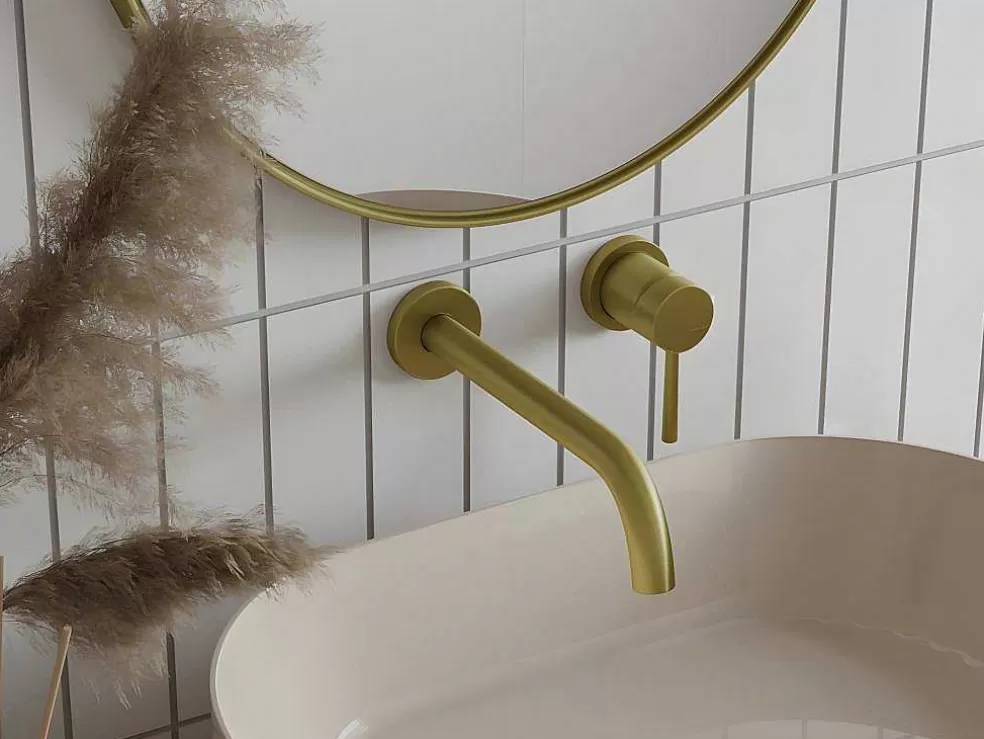 Flash Sale Mechanische Mengkraan Voor Inbouw Met Afgerond Uiteinde - Goudkleurig Met Satijnglans - Lozoya Kraan