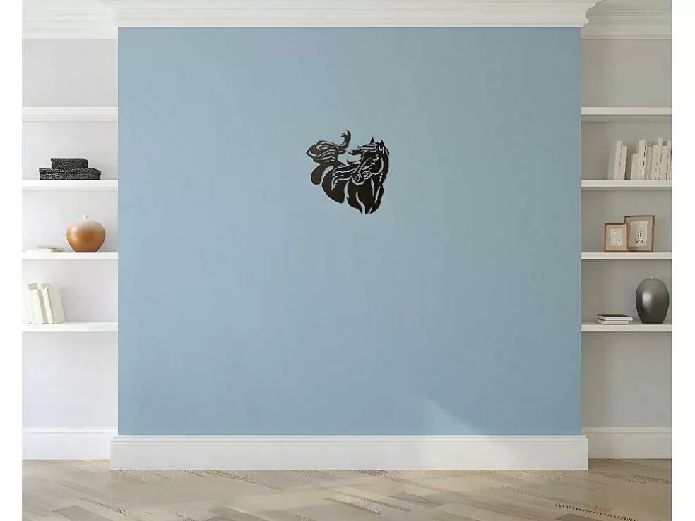 Best Metalen Decoratie Paard 2, Zwart, 50X1,5X50 Cm, Decoratieve Wandplaat