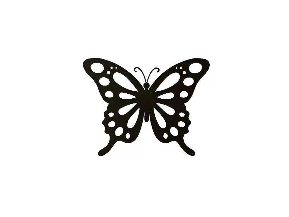 Store Metalen Decoratie Vlinder 7, Zwart, 48X1,5X37 Cm, Decoratieve Wandplaat
