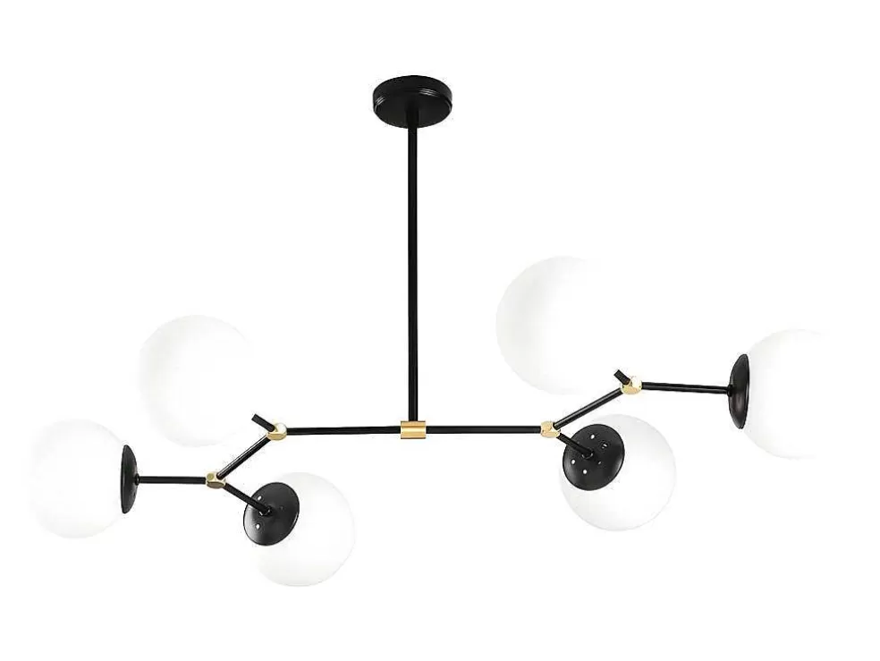 Sale Metalen Plafondlamp Met 6 Bollen Damar - L. 100 X H. 52 Cm - Zwart En Goudkleurig Hanglamp