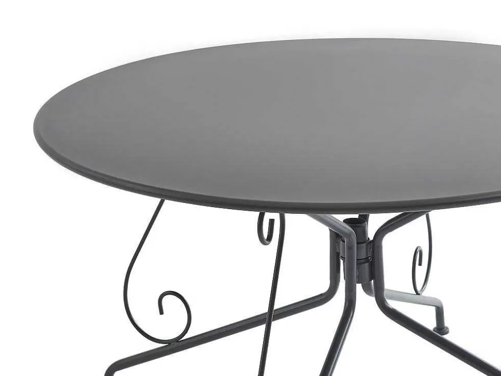 Cheap Metalen Tuineethoek Met Gietijzeren Stijl: Een Tafel D120 Cm En 4 Opstapelbare Fauteuils - Antraciet - Guermantes Van Tuinset