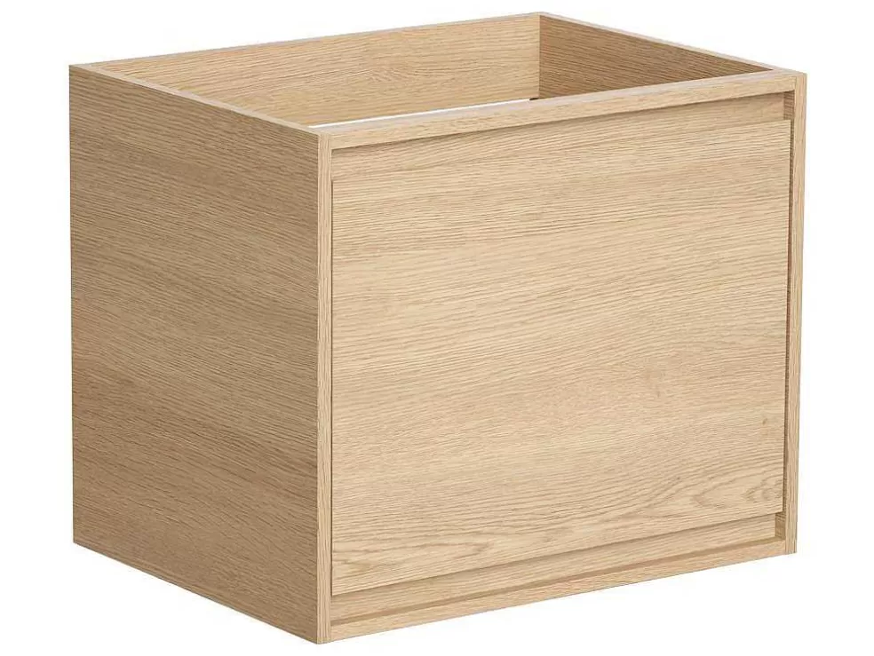 Fashion Meubel Onder Wastafel Met Engelse Lade - Eikenfineer - 60 Cm - Mesliva Wastafelmeubel