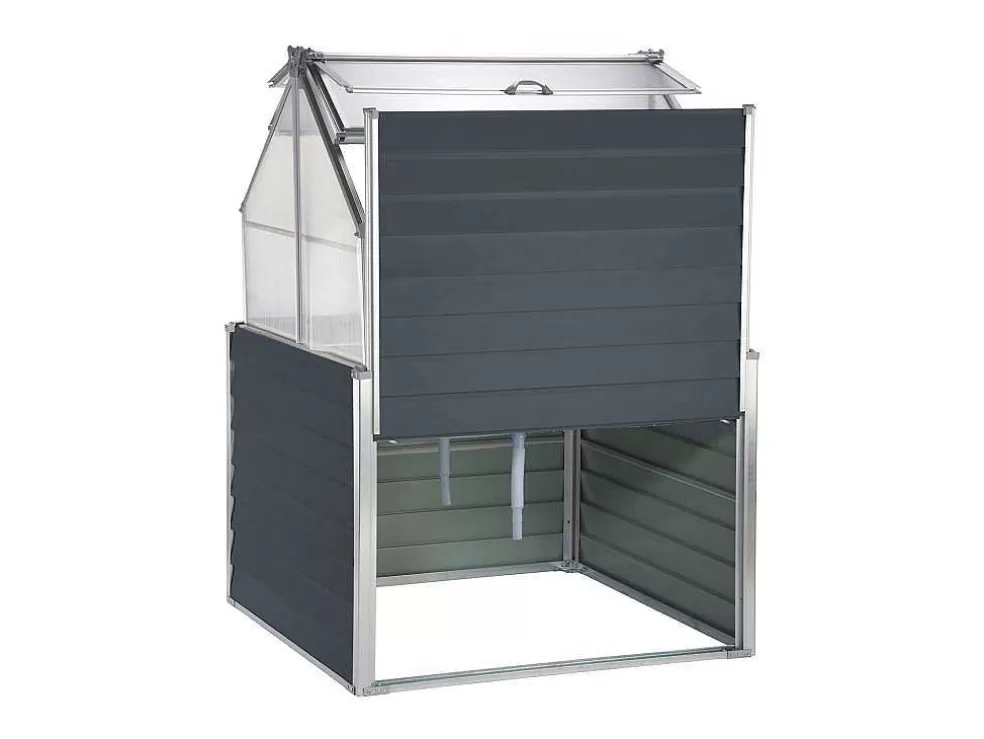 Best Sale Mini-Tuinkas Van Polycarbonaat En Structuur Van Aluminium - L120 X B120 X H169 Cm - Antraciet - Genista Tuinkas
