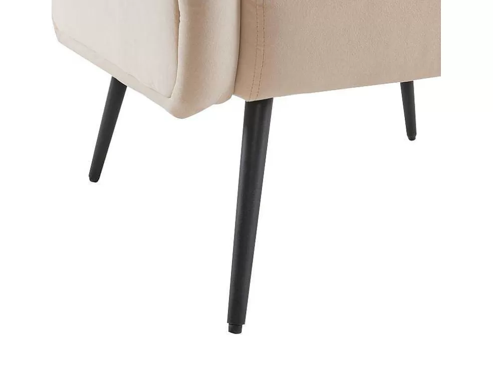 Store Moderne Loungestoel - Enkele Bank Met Armleuningen - Metalen Poten - Beige Fauteuil Stof Fluweel / Suedine