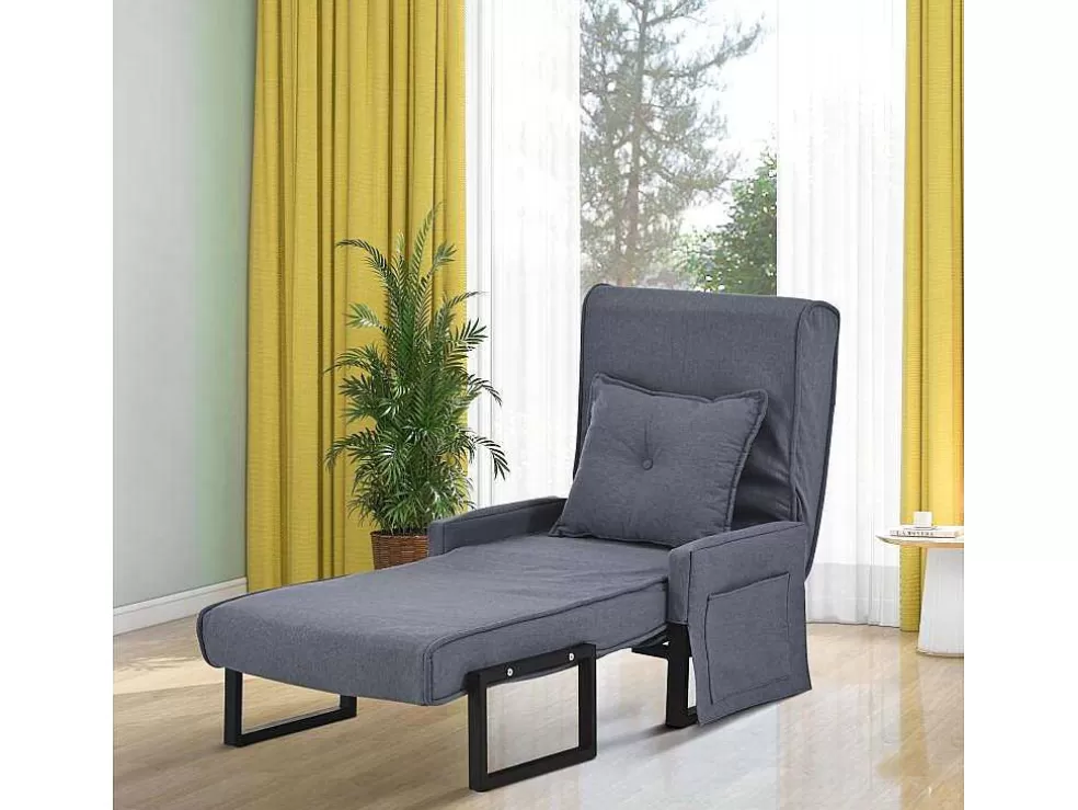 Cheap Multifunctionele Ligstoel Met Kussen - Om Te Bouwen Tot Fauteuil - Linnen Stof - Grijs Uitklapbare Fauteuil