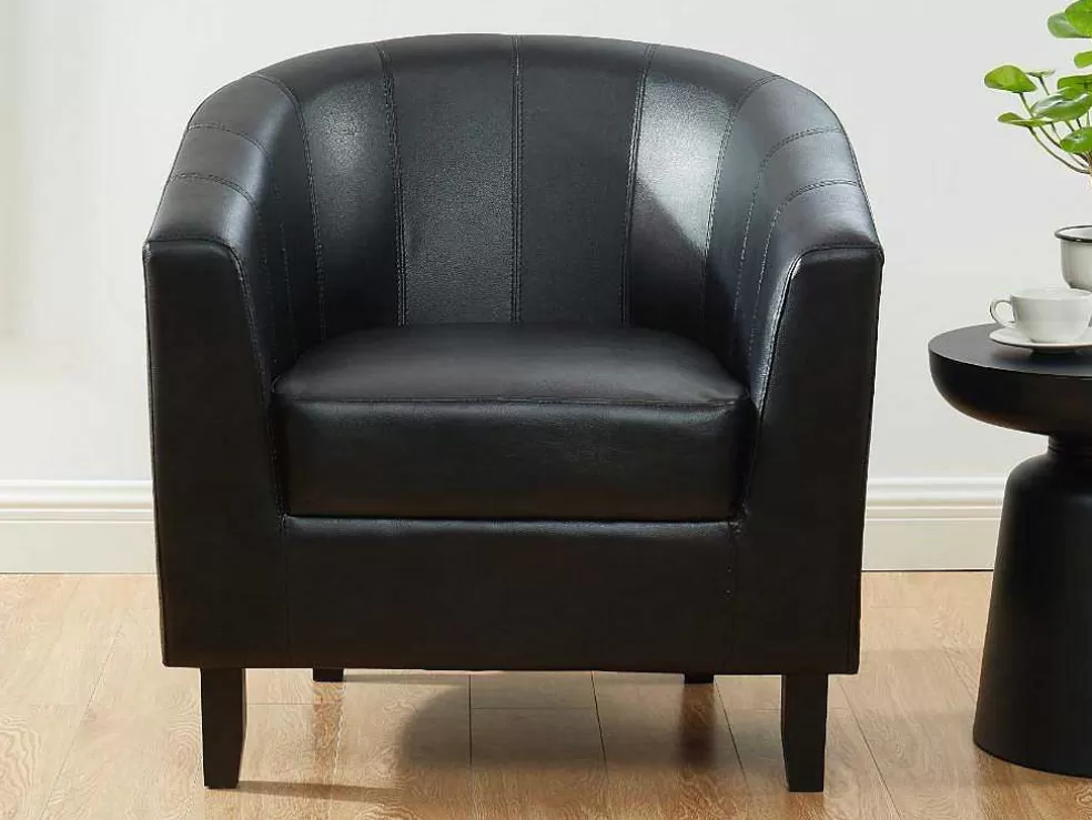 Store [New Version]Kuiptstoel Van Kunstleer Cristobal - Zwart Fauteuil Met Holle Rugleuning