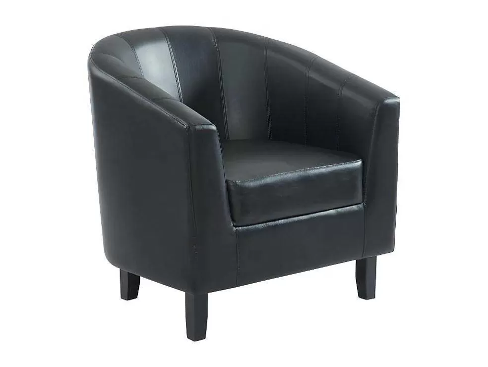 Store [New Version]Kuiptstoel Van Kunstleer Cristobal - Zwart Fauteuil Met Holle Rugleuning