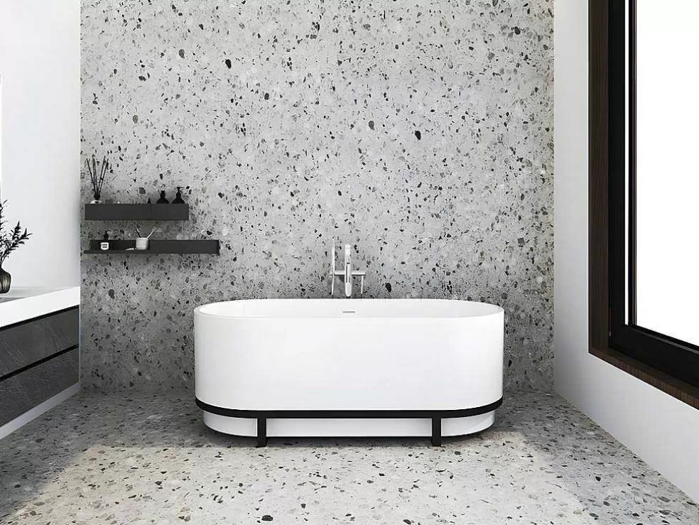 Cheap Ovaal Vrijstaand Bad Met Metalen Decoratie - 230 L - 160 X 75 X 60 Cm - Wit - Acryl - Pleco Vrijstaand Bad