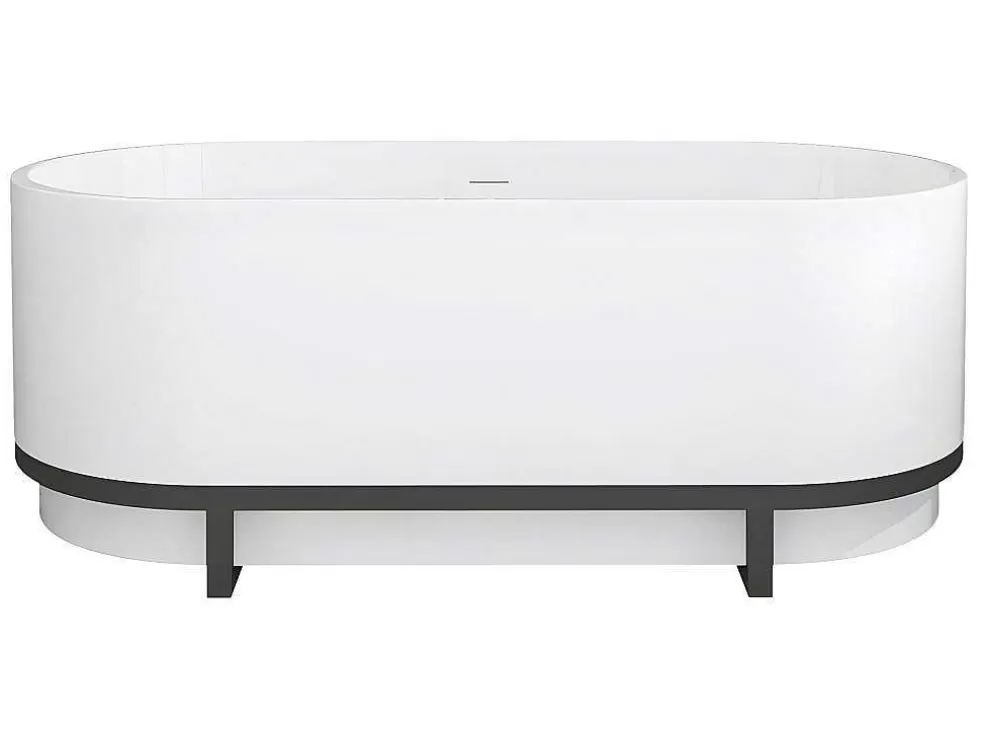 Cheap Ovaal Vrijstaand Bad Met Metalen Decoratie - 230 L - 160 X 75 X 60 Cm - Wit - Acryl - Pleco Vrijstaand Bad