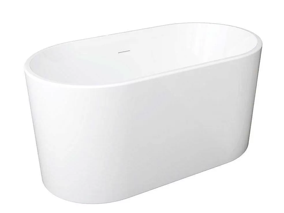 Cheap Ovalen Losstaand Bad - 180 L - 130 X 71 X 58 Cm - Wit - Acryl - Apogon Vrijstaand Bad