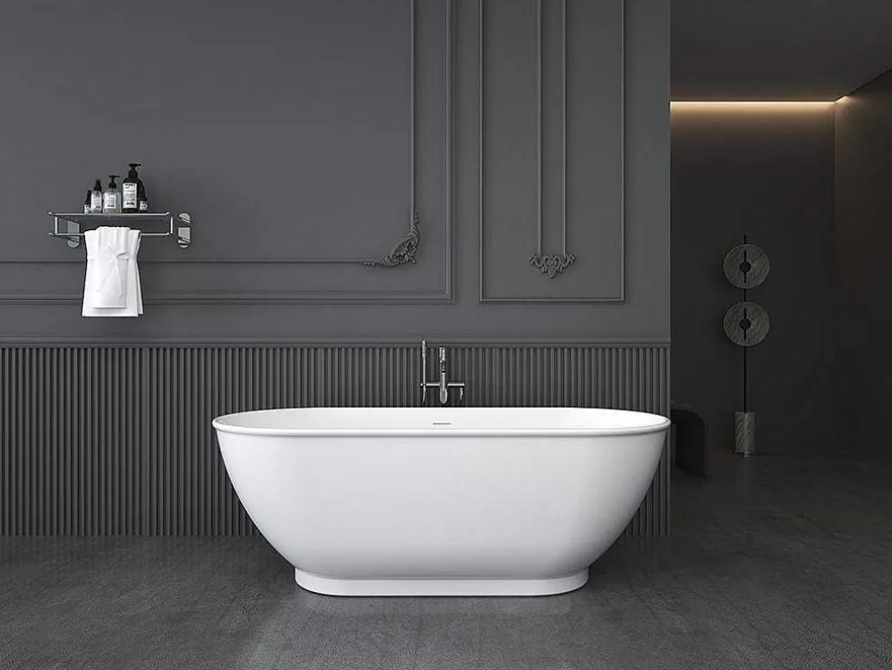 Best Sale Ovalen Vrijstaand Bad - 240 L - 170 X 75 X 60 Cm - Wit - Acryl - Mobula Vrijstaand Bad