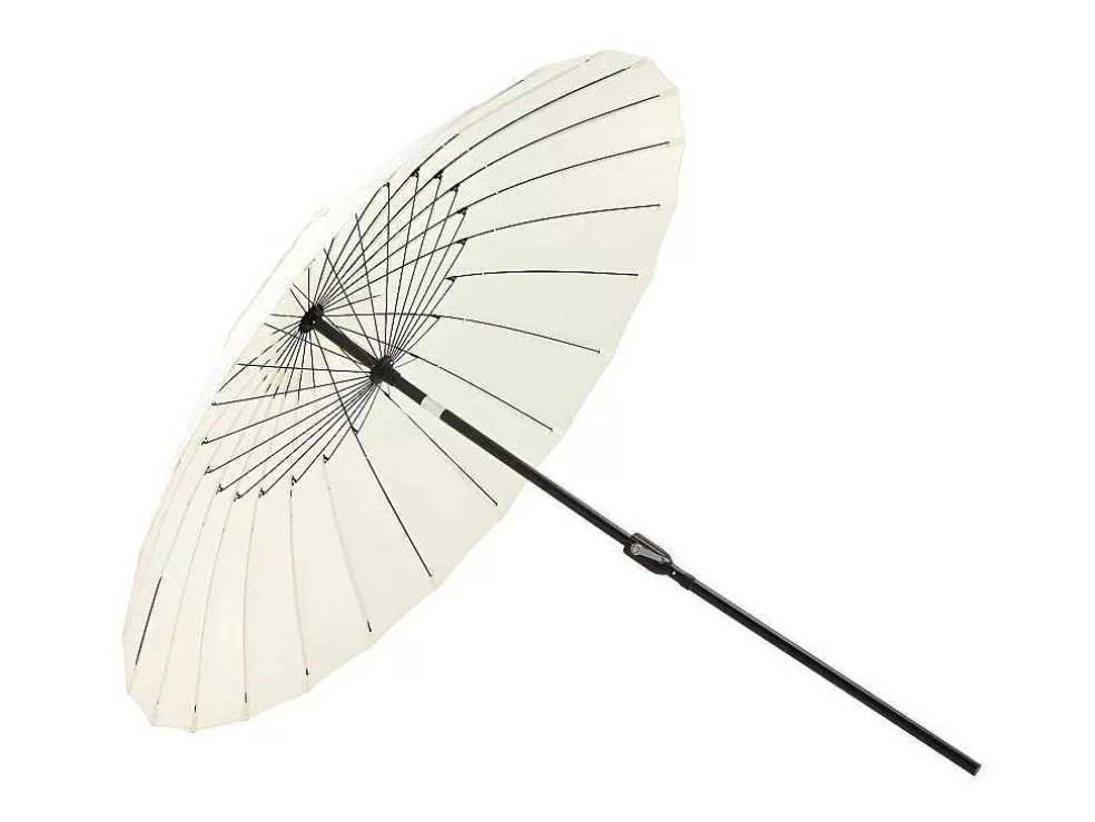 Clearance Palmetto Parasol Met Kantelfunctie Wit. Parasol