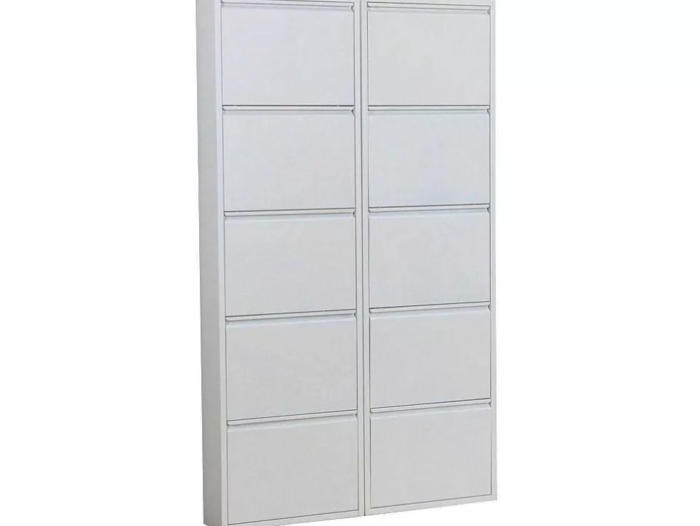 Store Pisa Schoenenkast Wit Metaal Met 5 Vakken - Set Van 2. Schoenenkast