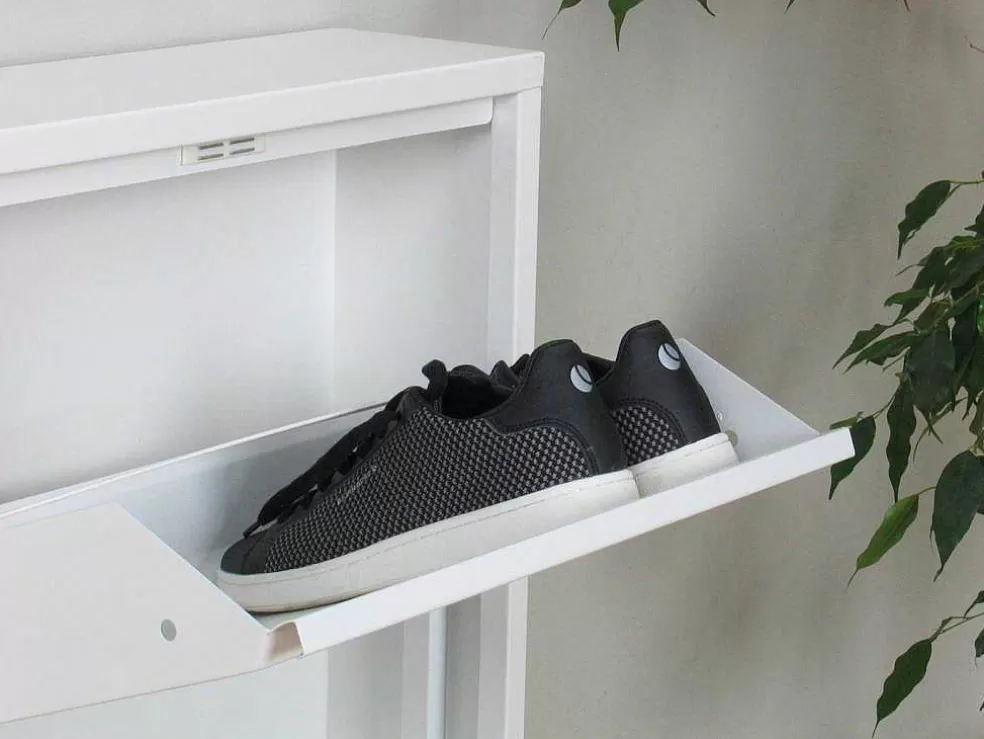 Store Pisa Schoenenkast Wit Metaal Met 5 Vakken - Set Van 2. Schoenenkast