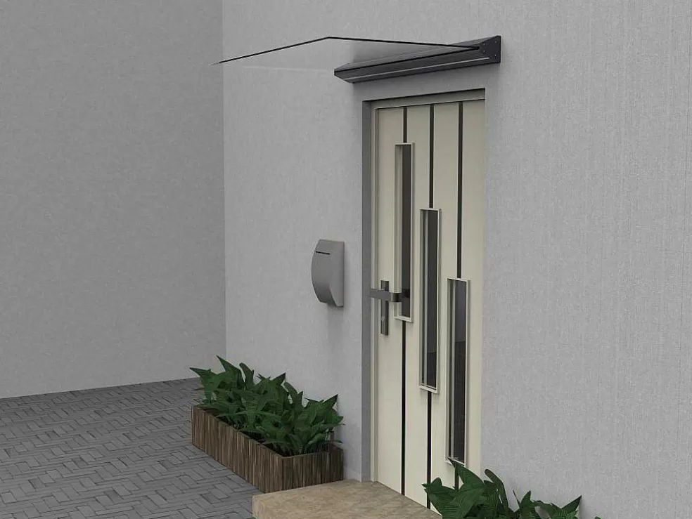 Store Platte Deurluifel Van Aluminium 140 X 90 Cm Met Ledverlichting - Luxama Luifel En Afdak