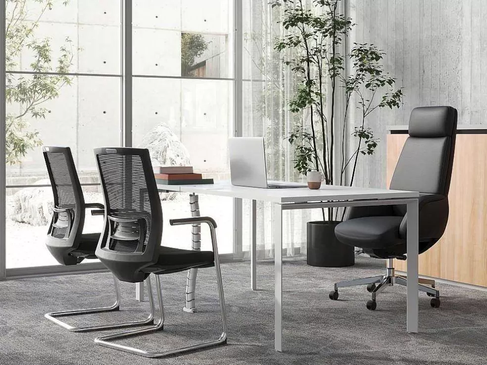 New Professioneel Bureau Voor 1 Persoon - Wit - L140 Cm - Downtown Bureaumeubel