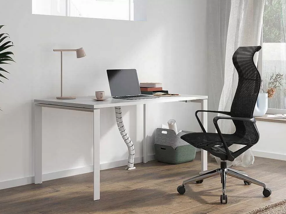 New Professioneel Bureau Voor 1 Persoon - Wit - L140 Cm - Downtown Bureaumeubel
