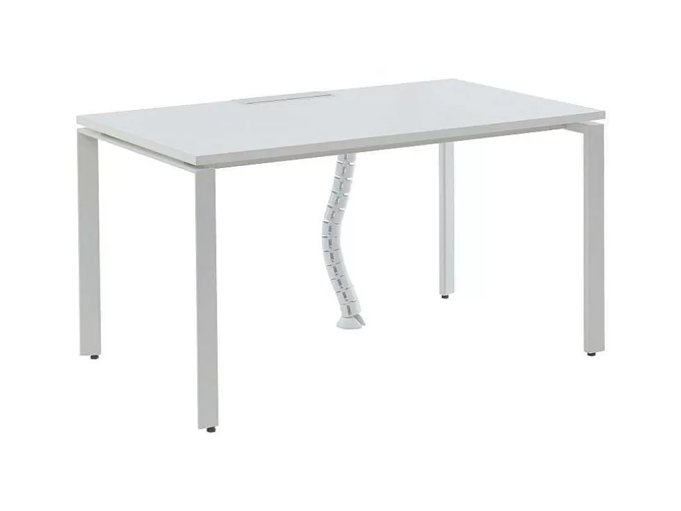 New Professioneel Bureau Voor 1 Persoon - Wit - L140 Cm - Downtown Bureaumeubel