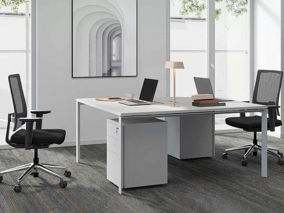 Cheap Professioneel Bureau Voor 2 Personen - Wit - L140 Cm - Downtown Kantoormeubilair