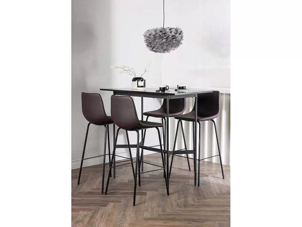 Outlet Rax Barmeubelset Bartafel Zwart En 4 Alexi Barstoelen Bruin. Barmeubel