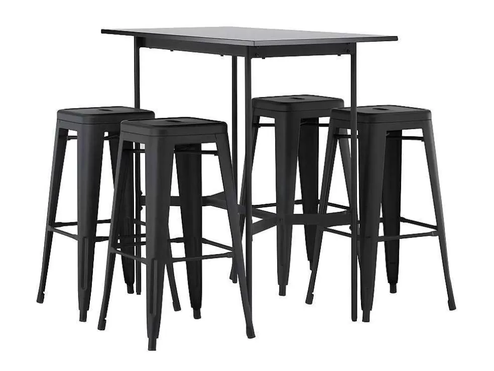 Sale Rax Barmeubelset Bartafel Zwart En 4 Tempe Barstoelen Zwart. Barmeubel