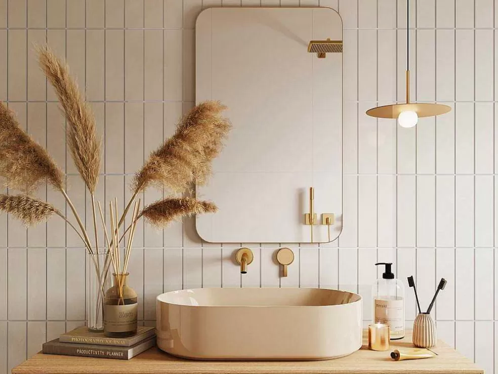 Cheap Rechthoekige Badkamerspiegel Met Gouden Contour - 50 X 80 Cm - Demetria Accessoires & Spiegels