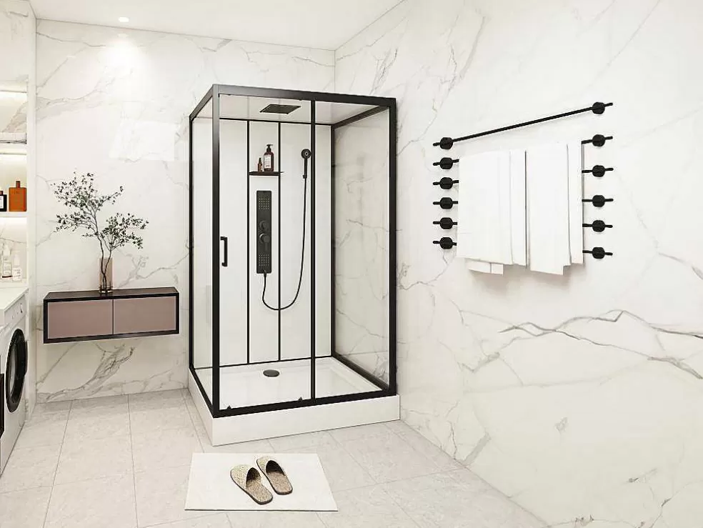 Outlet Rechthoekige Douchecabine Met Massagestralen Plaatsingsrichting Naar Keuze L120 X B80 X H215 Cm Sulipa Douchecabine